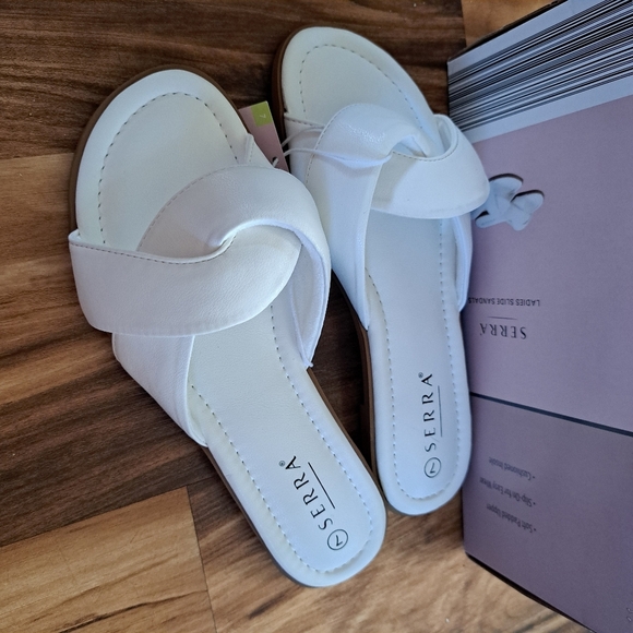 Serra Shoes - Serra Ladies Slide Sandals White Size 7